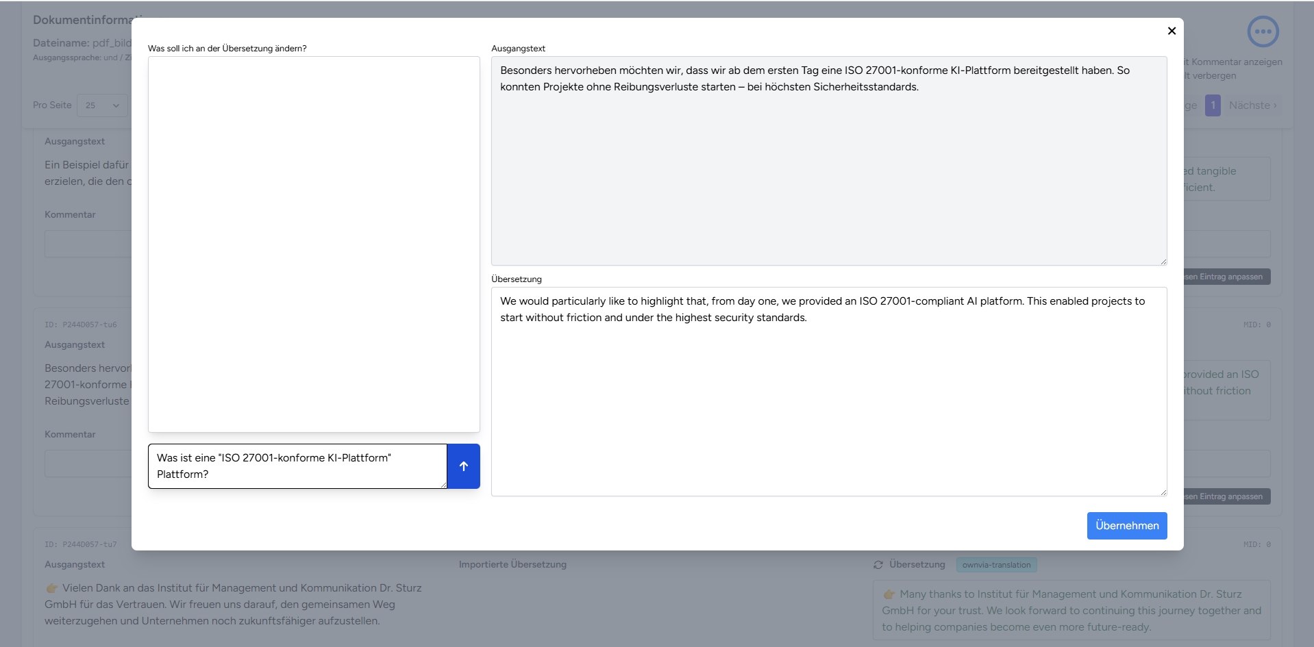 ownvia Enterprise – Übersicht der Micro-Apps mit verschiedenen KI-Tools wie Landingpage-Generator, Terminologie-Extraktion, Schreibstil-Analysator, Chatbot/Datenanalyst und Übersetzungs-Apps.